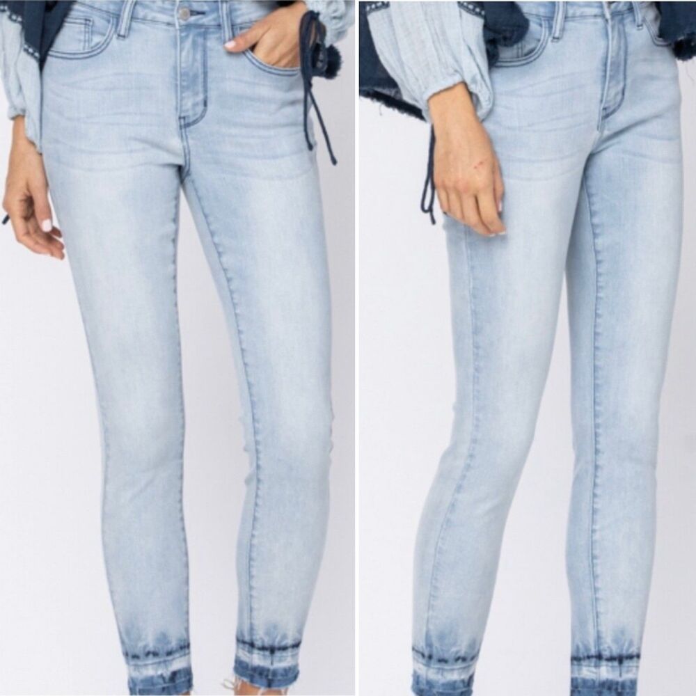 Judy Blue Skinny Fit Tie Dye Release Hem Mid Rise Jeans 28